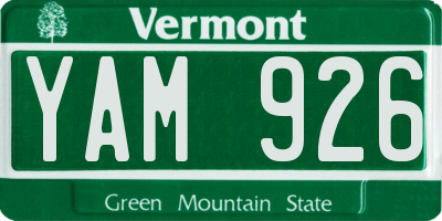 VT license plate YAM926
