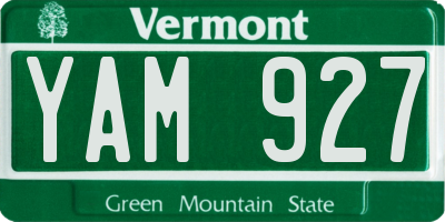 VT license plate YAM927