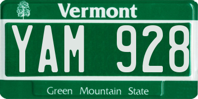 VT license plate YAM928