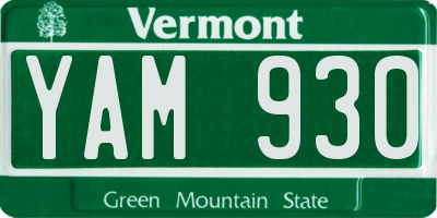 VT license plate YAM930