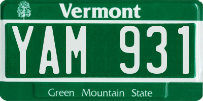 VT license plate YAM931