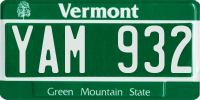 VT license plate YAM932