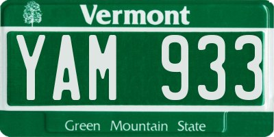 VT license plate YAM933