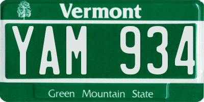 VT license plate YAM934