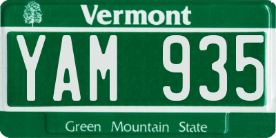 VT license plate YAM935