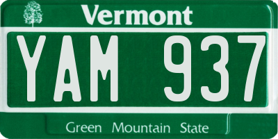 VT license plate YAM937