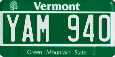 VT license plate YAM940