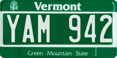 VT license plate YAM942