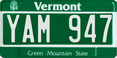 VT license plate YAM947