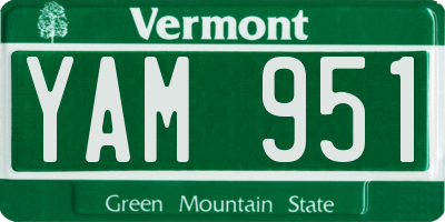 VT license plate YAM951