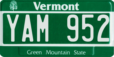 VT license plate YAM952