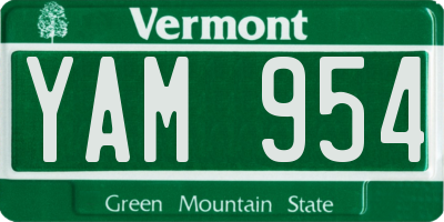 VT license plate YAM954