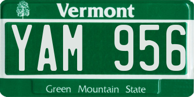 VT license plate YAM956