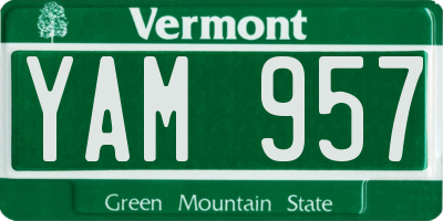 VT license plate YAM957