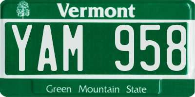 VT license plate YAM958