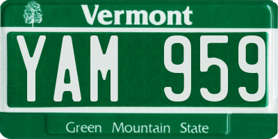 VT license plate YAM959