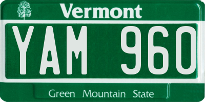 VT license plate YAM960