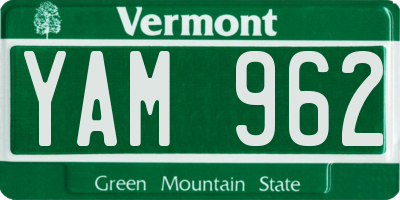 VT license plate YAM962