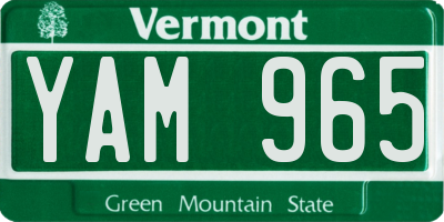 VT license plate YAM965