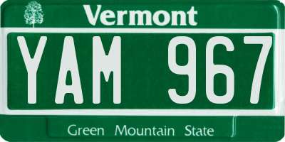 VT license plate YAM967