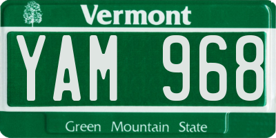 VT license plate YAM968
