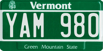 VT license plate YAM980