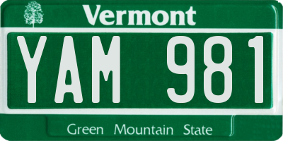 VT license plate YAM981