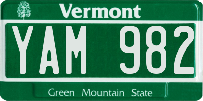 VT license plate YAM982