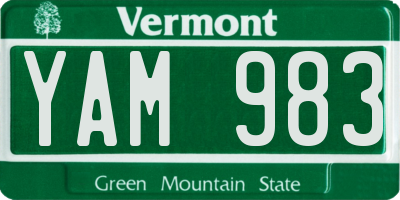 VT license plate YAM983