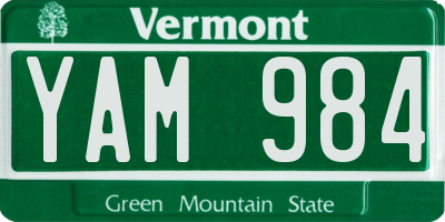 VT license plate YAM984
