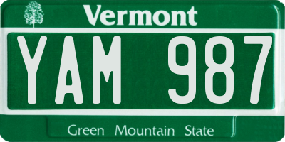 VT license plate YAM987