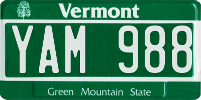 VT license plate YAM988