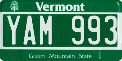 VT license plate YAM993