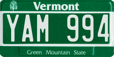 VT license plate YAM994