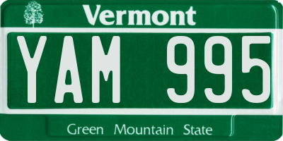 VT license plate YAM995