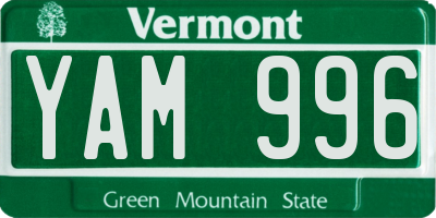 VT license plate YAM996