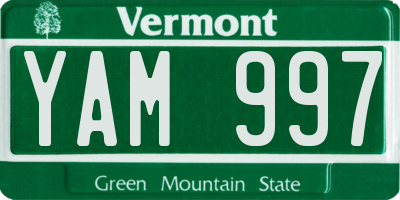 VT license plate YAM997