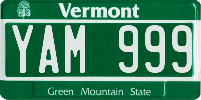 VT license plate YAM999