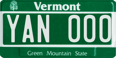 VT license plate YAN000
