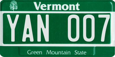 VT license plate YAN007
