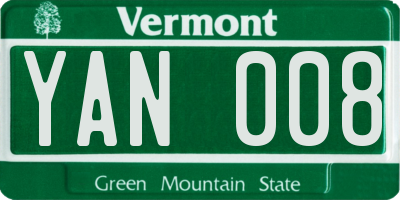 VT license plate YAN008