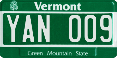 VT license plate YAN009