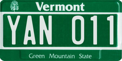 VT license plate YAN011