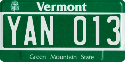 VT license plate YAN013