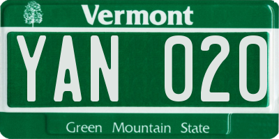 VT license plate YAN020