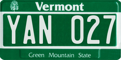 VT license plate YAN027