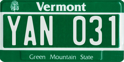 VT license plate YAN031
