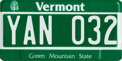 VT license plate YAN032