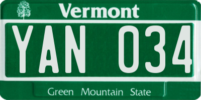 VT license plate YAN034