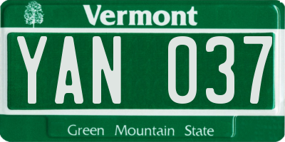 VT license plate YAN037